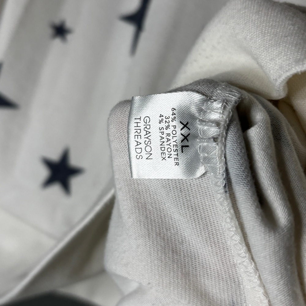 Grayson Threads White Pullover with Navy Star Pri… - image 3